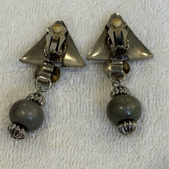 Vintage 80s Statement Earring Trio - Bold Geometric & Dangle Styles - Picture 7 of 10